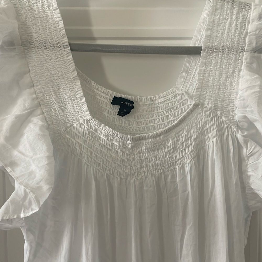 J. Crew White Smocked Flutter Sleeve Tiered Maxi Dress - Picture 2 of 6